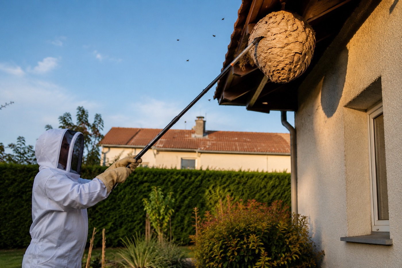 Intervention sur un nid sur le toit